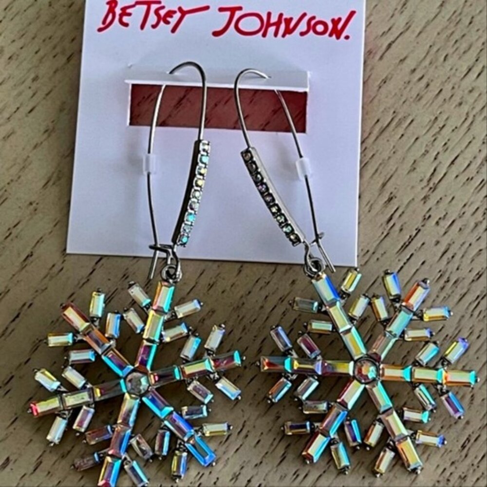 Betsy Johnson Bling Dangle Snowflake Earrings